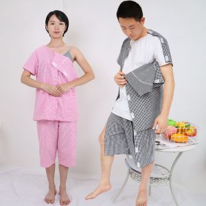 Summer Home clothing Short-Sleeved Shorts Gown Nursing Fracture Rehabilitation Set Care Patients Paralyzed Bedridden Elderly Clothing