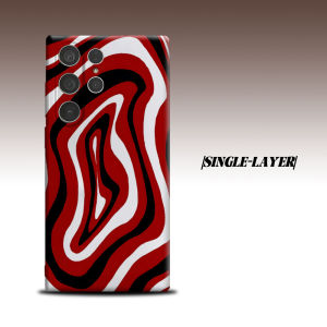 Red Black Swirl Marble For Samsung Galaxy S26 S25 S24 A56 A36 Dual Layer Luxury Fashion Full Lens Protective Case