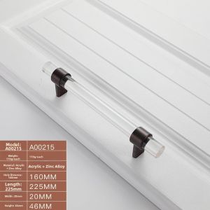 Acrylic Black Golden Crystal Single Hole Handles