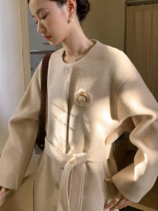 XXNING | Floral Brooch Wool Coat