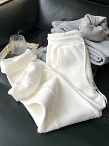 Quần Ống Đứng Dày Lót Lông Cừu Thường Ngày Cho Nữ Mùa Thu Đông Quần Dài Rộng Rãi Thoải Mái