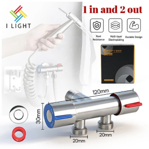 304 Stainless Steel One Inlet And Two Outlets Double Switch Angle Valve Three-way Water Separator