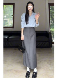 High Waist Straight Leg Suit Skirt for Women Autumn Slimming High Length Hip Covering Business Commute Long Skirt