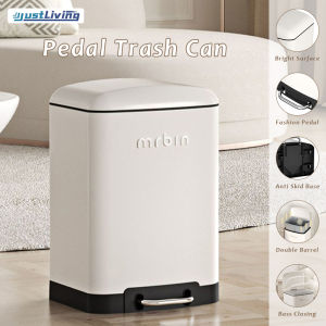 JustLiving 1pcs 6/12L Northern Europe Pedal Round Trash Can Home Creative Simple Bathroom Bedroom with Lid Ins Northern Europe Style Bathroom Cream White Trash Can