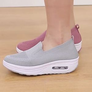 Korean Fashion 2023 New Women It Goes With Everything One Pedal Shoes Slip On Slimming Rubber Breathable Lady Plus Sneaker Lightweight  Plain Breathable Comfortable Sport Running Flat Shoe 04