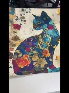 Cat Floral Design Handbag Retro Pattern Decorative Tote Bag Daily Casual Use Shoulder Bag Large Capacity Practical Shopping Bag