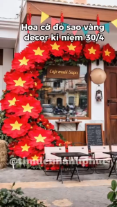 [30/4-1/5] Hoa Sao Vàng Trang Trí Background Quán Cafe Nhà Hàng Sự Kiện Yêu Nước 30/4 Chất Nỉ Cao Cấp Đủ Size