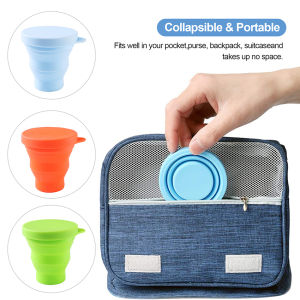 Compact Silicone Collapsible Cup Reusable Food Grade Folding Mug With Lids Expandable Retractable Drinking Set Portable Pocket Size