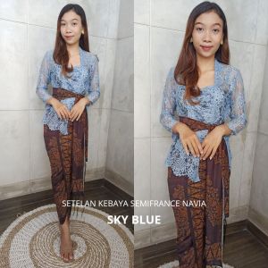 Kanaya Kebaya Brokat Semifrance Navia dan Rok Kamen Moscreft Songket Batik Endek Stretch Free Selendang Pengantin Pesta Wisuda Modern