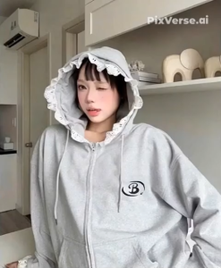 Áo Khoác LyLyShop Chất nỉ bông dày mịn nón 2 lớp vải chính dây kéo phaotay rộng cánh dơi.ren nón và lai tay 2 Size LXL