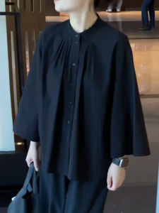 UYFY | Black High Collar Long Sleeve Casual Loose Womens Shirt Autumn New Style Commute Fashion Slimming Comfortable Top