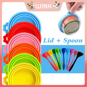 Silicone Pet Food Can Cover Portable Canned Lid With Spoon Reusable Cat Dog Food Seal Cover Silicone Can Lids