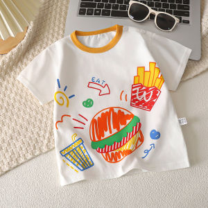 Áo Thun Trẻ Em Tay Ngắn Cotton Pha Sợi Polyester Mùa Hè Mỏng in Họa Tiết Hoạt Hình Cho Bé Trai Và Bé Gái
