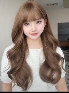 TSE Large Wave Full Wig for Women Natural Hazelnut Brown Synthetic Hair Replacement Trendy Hairpiece C-0385