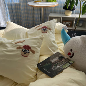 Washed Cotton Towel Pillowcase Cute Little Lamb Design Single Person One Piece Dormitory Pillowcase Bedding Accessories
