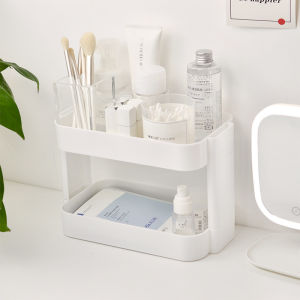 Multifunctional Shelves Double-Layer Storage Shelf Desktop Storage Rack Plastic Desk Shelves Cosmetic Sundries Organizer Storage