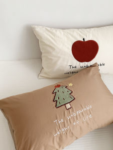 Cartoon 3D Embroidery Pure Cotton Satin Pillowcase Envelope Style Full Cotton Pillow Cover Core Case Pillow Towel Single Use