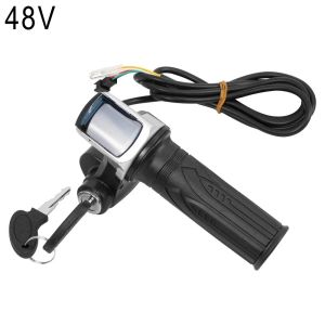 36V 48V 60V E-bike Throttle Grip with Lock Ebike Electric Bicycle Scooter Accelerator Power Indicator Key LED Display