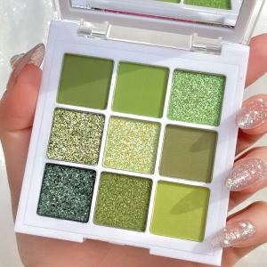 Phấn Mắt Đa Màu INSFANY Green Leaf Fairy Pearl Matte Finishing Easy to Apply for Beginners 9 Grids Eye Shadow Palette