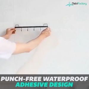 Stainless Steel Row Hook 6 Multi Hook Seamless Punch-Free Strong Adhesive Hook Kitchen Towel Holder