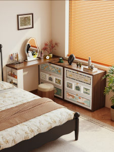 MEISD | Vintage Extendable Steel Wooden Dressing Table with Drawer