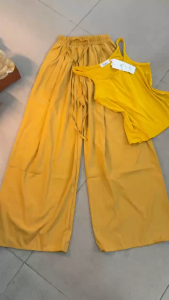 Set đồ nữ mặc hè set đồ dạo phố năng động áo Tăm hai dây ôm body phối quần Đũi Xước suông dài cá tính