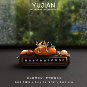 YUJIAN Car Decoration Bread Shape Parking Number Plate Cute 3D Wooden Style Move Car Parking Signboard Vehicle Accessories