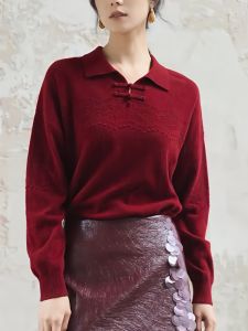 Zuiping New Chinese Style Knitted Sweater with Button Collar Winter New Arrival Skin-friendly Comfortable Base Layer Inner Wear