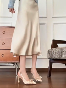 Solezy Pointed Stiletto Heels Mid Heel (2INCH) New Korea Women Shoes Bow Shoe Buckle Comfortable Bow Pointed Toe Sandals COD Recommend for you