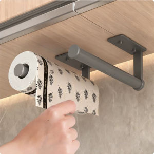 Kitchen Wall-Mounted Oil-Absorbing Tissue Holder Roll Paper Tube Cloth Hanging Rod Storage Rack No-Punching Required