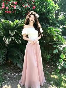La Chapelle | Floral Satin Skirt and Off-Shoulder Top Set
