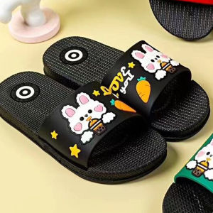 ส้นแบนรองเท้าแตะฤดูร้อนสําหรับผู้หญิงสไตล์ลําลองเส้นใย PVC รองเท้าแตะห้องน้ําในร่มน่ารักรองเท้าแตะกันลื่นสําหรับใช้ในบ้าน