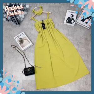 Váy maxi 2 dây đi biển dáng dài váy bầu váy suông nữ đầm suông babydoll chất vải đũi mềm mát mùa hè Padora-V96