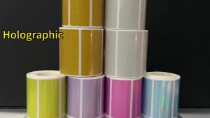 3x2 Inch Holographic Thermal Labels Purple Thermal Sticker Labels Rainbow Glitter Thermal Stickers for Price Barcode Mailing Name DIY Custom Logo Design 200 Labels/1 Roll