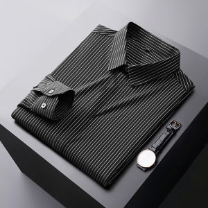 Easy Care Mens Striped Shirt Spring Autumn Casual Long Sleeve Anti Wrinkle Non Iron Business Formal Large Size Top
