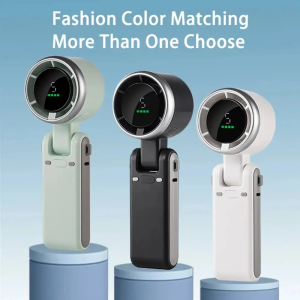 [Buy 2 get 1 free]Foldable Neck Hanging Fan With LED Digital Display Screen Portable Handheld Fan USB Rechargeable For Home Desk with 5 Gear Wind