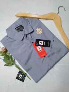 kemeja polos pria warna abu muda soft grey lengan panjang dan pendek bisa couple