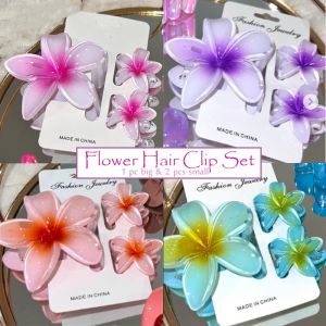 3pcs/set Flower Hair Clip Plumeria Grab Clip Frangipani Fashion Hairpin Hair Accessories