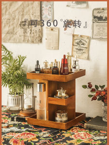 Hộp Đựng Mỹ Phẩm Xoay 360 Độ Bằng Gỗ Để Bàn Trang Điểm Tách Biệt Lớp Mỹ Phẩm Son Môi Chăm Sóc Da Khung Nhựa