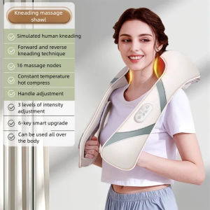 Jinkairui Neck Shoulder Massager Car/Home Dual Use Kneading Shiatsu Heating Massage Machine with 16 Rollers for Body Waist Back Foot