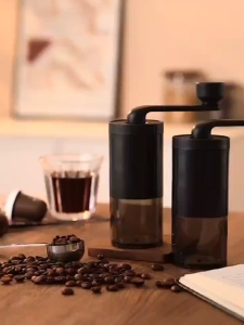Manual Coffee GrinderAdjustable Settings Portable Conical Burr Grinder for Camping Travel Espresso - With Hand Crank