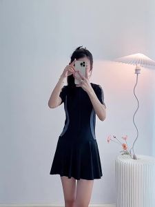 Sports Swimwear Female Summer Conservative  Dress Students Slimming Cover Belly Hot Spring Swimsuit 2024 New Suit