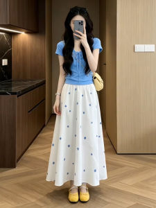 BIFEIMENG | Gentle Holiday Style V-Neck Bow Floral Long Dress Set