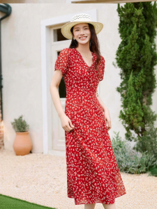 La Chapelle | French Vintage V-neck Floral Dress