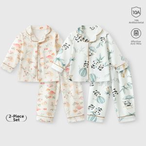 CAIYINGFANG | Cotton Long Sleeve Turn-Down Collar Kids Sleepwear