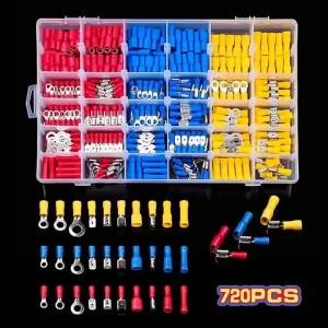 280/480/720pcs Cable Lugs Assortment Kit Wire Flat Female and Male Insulated Electric Wire Cable Connectors Crimp Terminals Set