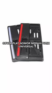 Cover-Dudukan Plat Nomor-Nomer-No Depan-Belakang Plastik List-Lis Merah-Putih Honda-Yamaha-Suzuki-Kawasaki Universal 1 Set-2 Pcs