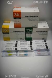 100Pcs Disposable Cosmetic Mesotherapy Needle Painless Fine Small Needle Sharp Smooth Medical Sterile Plastic Hypodermic Needle