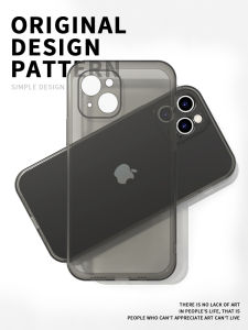 Transparent Black Silicone Case for Apple 13 14Promax 12Mini 15Pro plus Mobile Phone Anti-Fall Protection Simple Design