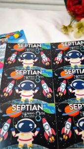 5-8 Zennida Sticker Ulang Tahun Anak Bentuk Kotak Stiker Undangan Ultah Happy Birthday Uk. Sedang